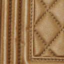 Chanel Large Boy Gold Metalic Quilted Flap Bag With Aged Gold Hardware