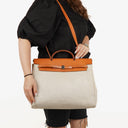 Hermes Herbag Natural Toile Vache Hunter MM 2 In 1 Bag