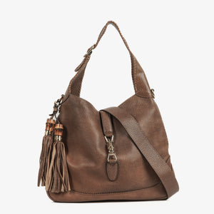 Gucci Jackie Leather Bamboo Tassel Hobo Bag