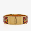 Hermes Red Equestrian Enamel and Gold Plated Loquet Bangle Quartz Watch L01.200