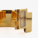 Hermes Red Equestrian Enamel and Gold Plated Loquet Bangle Quartz Watch L01.200