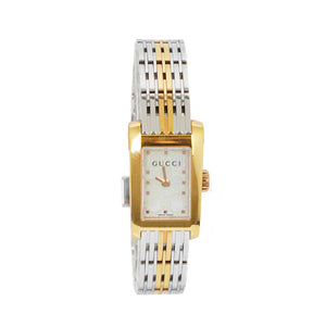 Gucci 8600L Guccissima Rectangular Two-Tone Stainless Steel Watch