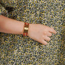 Hermes Red Equestrian Enamel and Gold Plated Loquet Bangle Quartz Watch L01.200