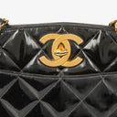 Chanel Quilted Black Patent Leather CC Shoulder Bag