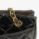 Chanel Quilted Black Patent Leather CC Shoulder Bag
