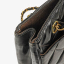 Chanel Quilted Black Patent Leather CC Shoulder Bag
