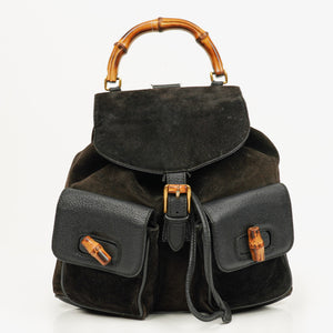 Gucci Vintage Suede and Bamboo Backpack