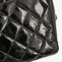 Chanel Quilted Black Patent Leather CC Shoulder Bag