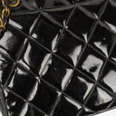 Chanel Quilted Black Patent Leather CC Shoulder Bag