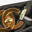 Chanel Quilted Black Patent Leather CC Shoulder Bag
