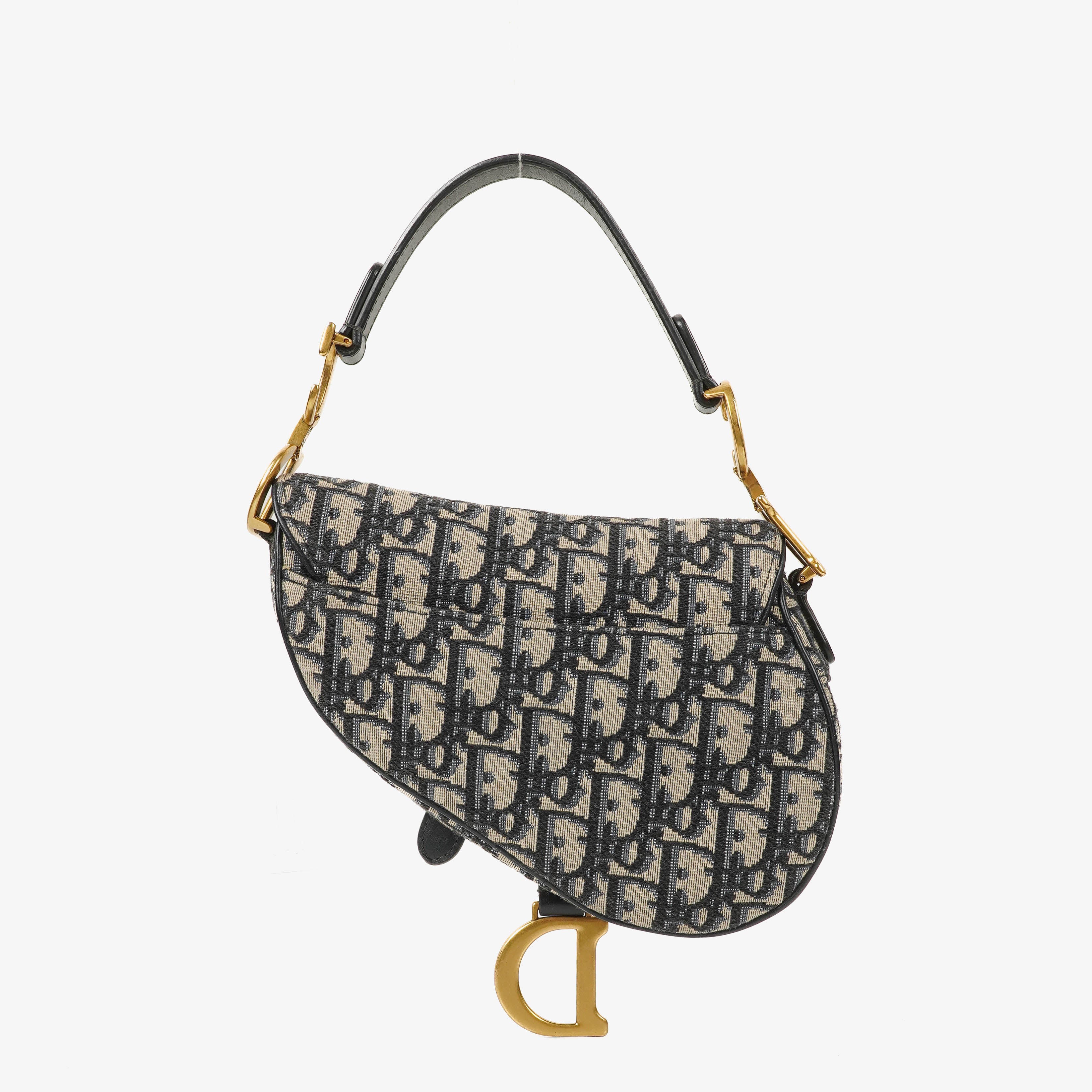 Christian Dior Small Blue Oblique Trotter Saddle Bag