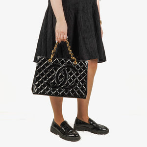 Chanel Grand Shopping Tote Quilted Patent Leather Gold-Tone Hardware