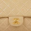 Chanel Double-Sided Flap Bag Beige Leather 24k Gold-Plated Hardware