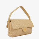 Chanel Double-Sided Flap Bag Beige Leather 24k Gold-Plated Hardware