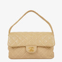 Chanel Double-Sided Flap Bag Beige Leather 24k Gold-Plated Hardware