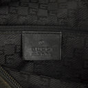 Gucci Black Nylon Leather Braided Handle Ring Hobo Bag