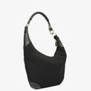 Gucci Black Nylon Leather Braided Handle Ring Hobo Bag