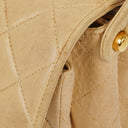 Chanel Double-Sided Flap Bag Beige Leather 24k Gold-Plated Hardware