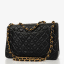 Chanel Jumbo CC Classic Single Flap Maxi Logo Bag Black Quilted Lambskin 24K Gold-Plated Hardware