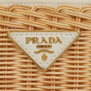 Prada Naturale White Medium Wicker and Canvas Tote Bag
