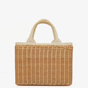 Prada Naturale White Medium Wicker and Canvas Tote Bag