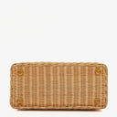 Prada Naturale White Medium Wicker and Canvas Tote Bag