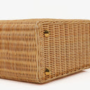Prada Naturale White Medium Wicker and Canvas Tote Bag