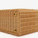 Prada Naturale White Medium Wicker and Canvas Tote Bag