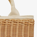 Prada Naturale White Medium Wicker and Canvas Tote Bag