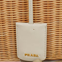 Prada Naturale White Medium Wicker and Canvas Tote Bag