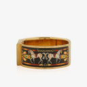 Hermes Black Equestrian Enamel and Gold Plated Loquet Bangle Quartz Watch L01.100