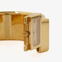 Hermes Black Equestrian Enamel and Gold Plated Loquet Bangle Quartz Watch L01.100