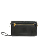 Chanel CC Black Leather Wristlet Bag 24K Gold Hardware