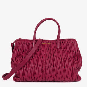 Miu Miu Matelasse Rubino Leather Tote Bag