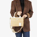 Prada Naturale White Medium Wicker and Canvas Tote Bag