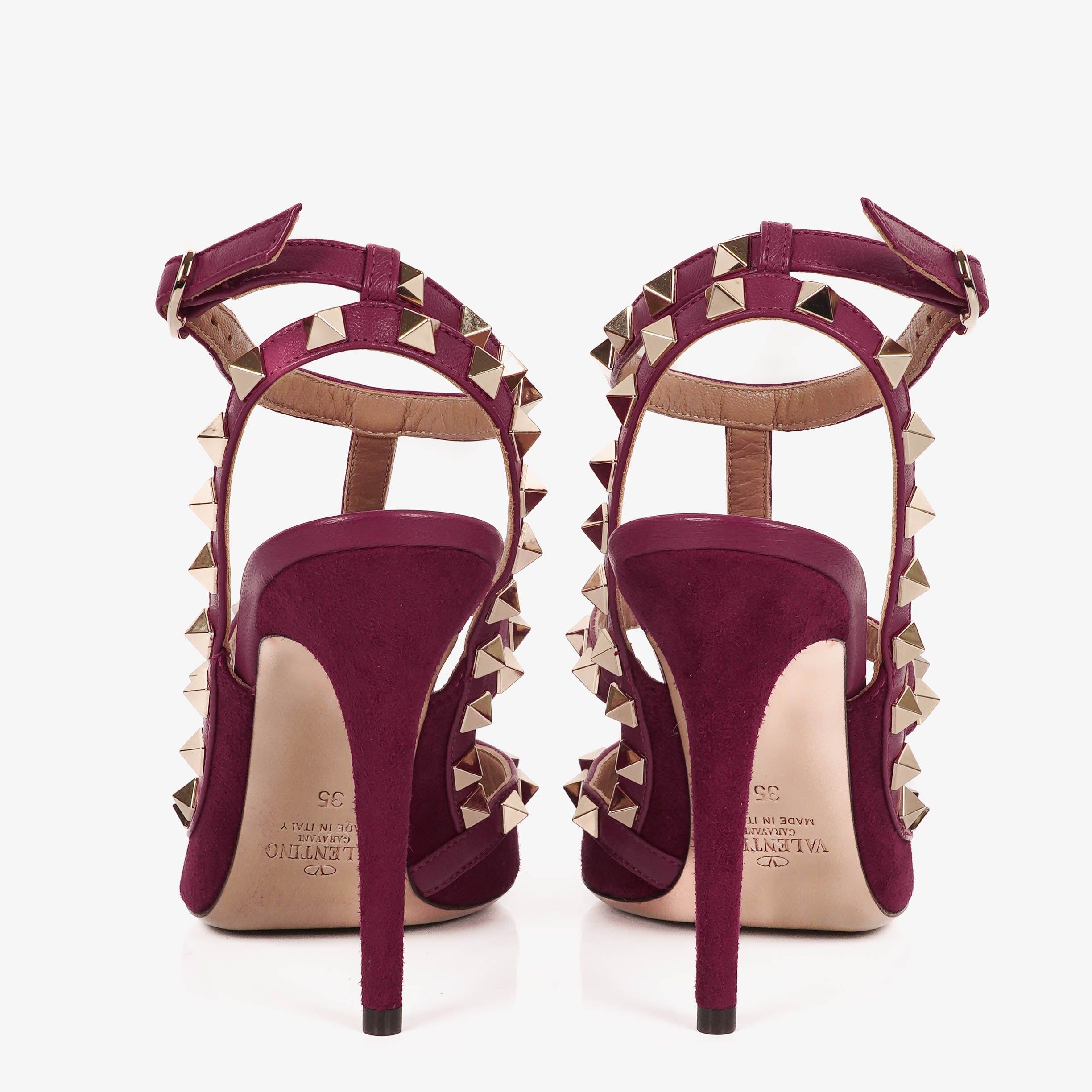 Valentino Rockstud Suede T-Strap Heels