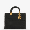 Christian Large Dior Lady Dior Black Nylon Cannage Bag