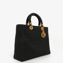 Christian Large Dior Lady Dior Black Nylon Cannage Bag