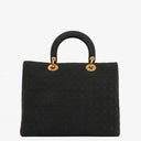 Christian Large Dior Lady Dior Black Nylon Cannage Bag