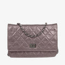 Chanel 2.55 Reissue Wallet on Chain WOC in Purple Quilted Aged Metallic Calfskin