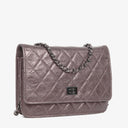 Chanel 2.55 Reissue Wallet on Chain WOC in Purple Quilted Aged Metallic Calfskin