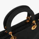 Christian Large Dior Lady Dior Black Nylon Cannage Bag