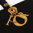 Christian Large Dior Lady Dior Black Nylon Cannage Bag