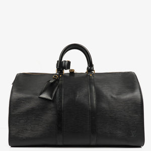 Louis Vuitton Keepall 45 Black EPI Leather Travel Bag