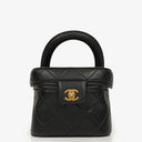 Chanel Black Quilted Leather Cosmetic Vanity Case