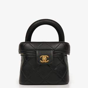 Chanel Black Quilted Leather Cosmetic Vanity Case