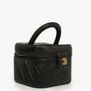Chanel Black Quilted Leather Cosmetic Vanity Case