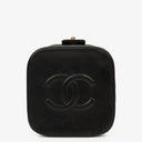 Chanel Black Quilted Leather Cosmetic Vanity Case