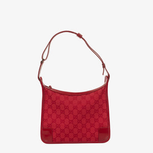Gucci GG Canvas Red Shoulder Hobo Bag