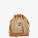 Celine Vintage Macadam Triomphe Beige Drawstring Bucket Bag